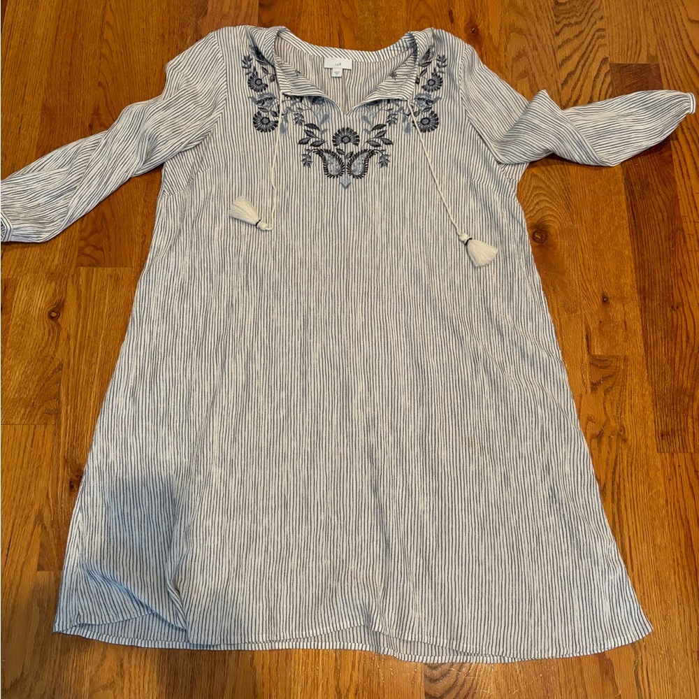 J Jill Bohemian Cotton Gauze Pinstripe dress Size Medium